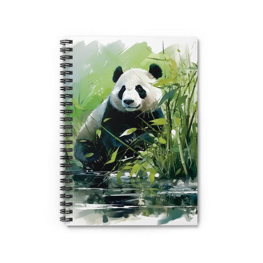 Panda Brush Spiral Notebook - Ruled Line