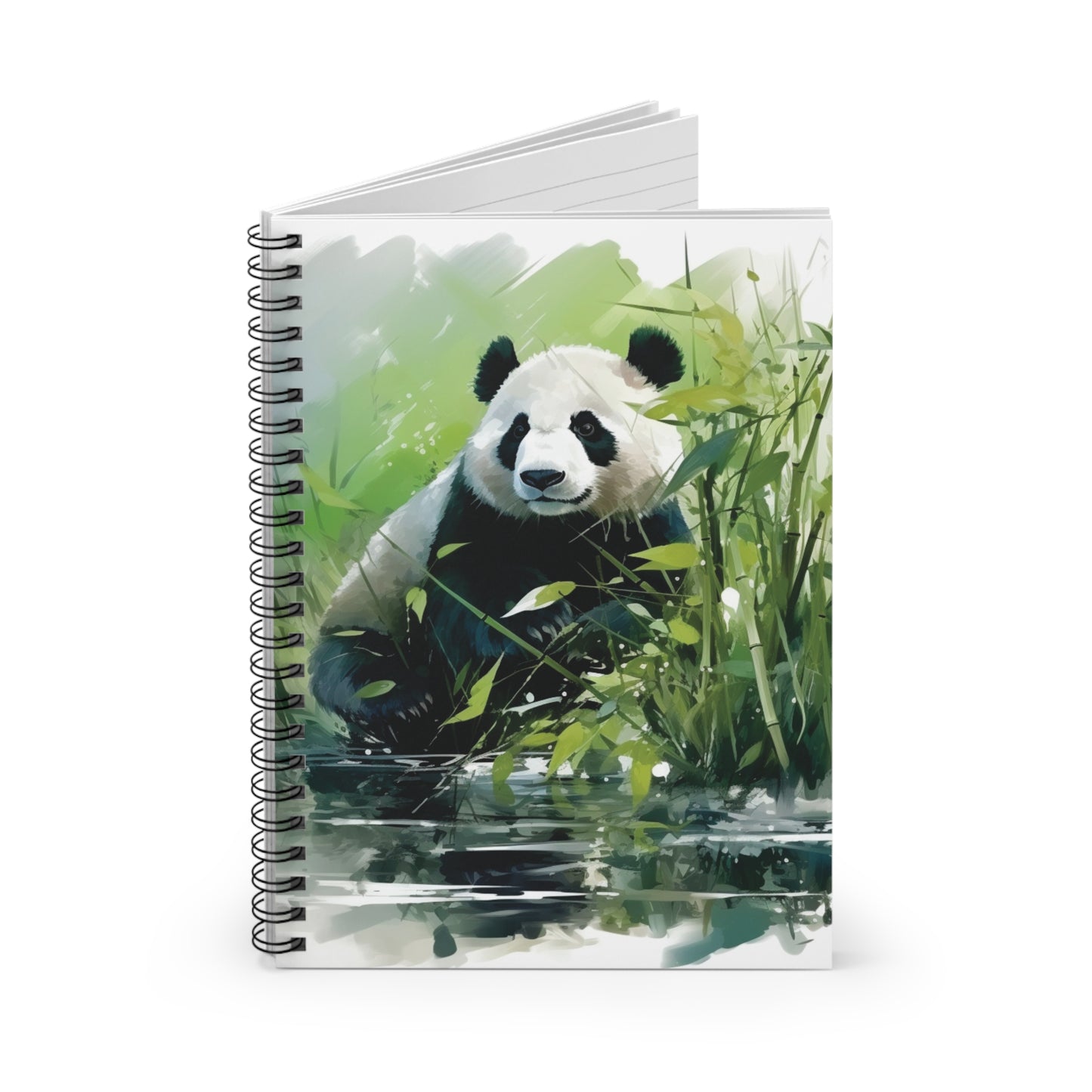 Panda Brush Spiral Notebook - Ruled Line